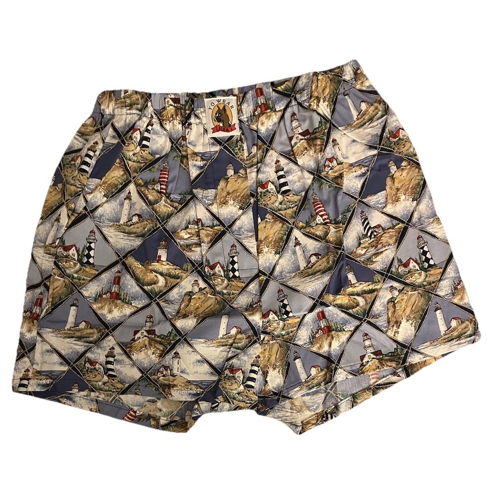 NOS Vintage Max Boxxer Yo Wear Lighthouses Boxer Style Shorts Unisex 90s M USA